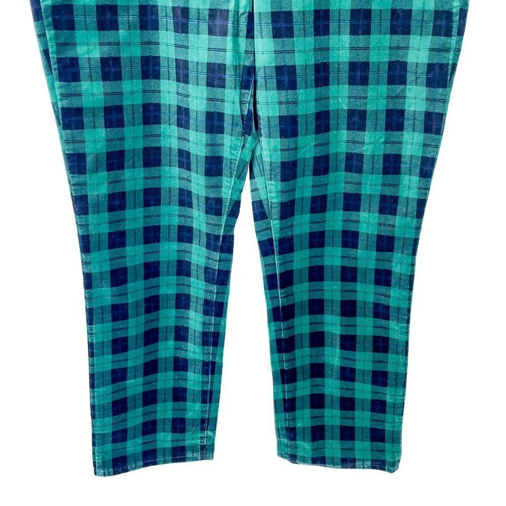 NWT Talbots High Waisted  Velveteen Straight Leg Pants Green Plaid sz 18 - Picture 6 of 10